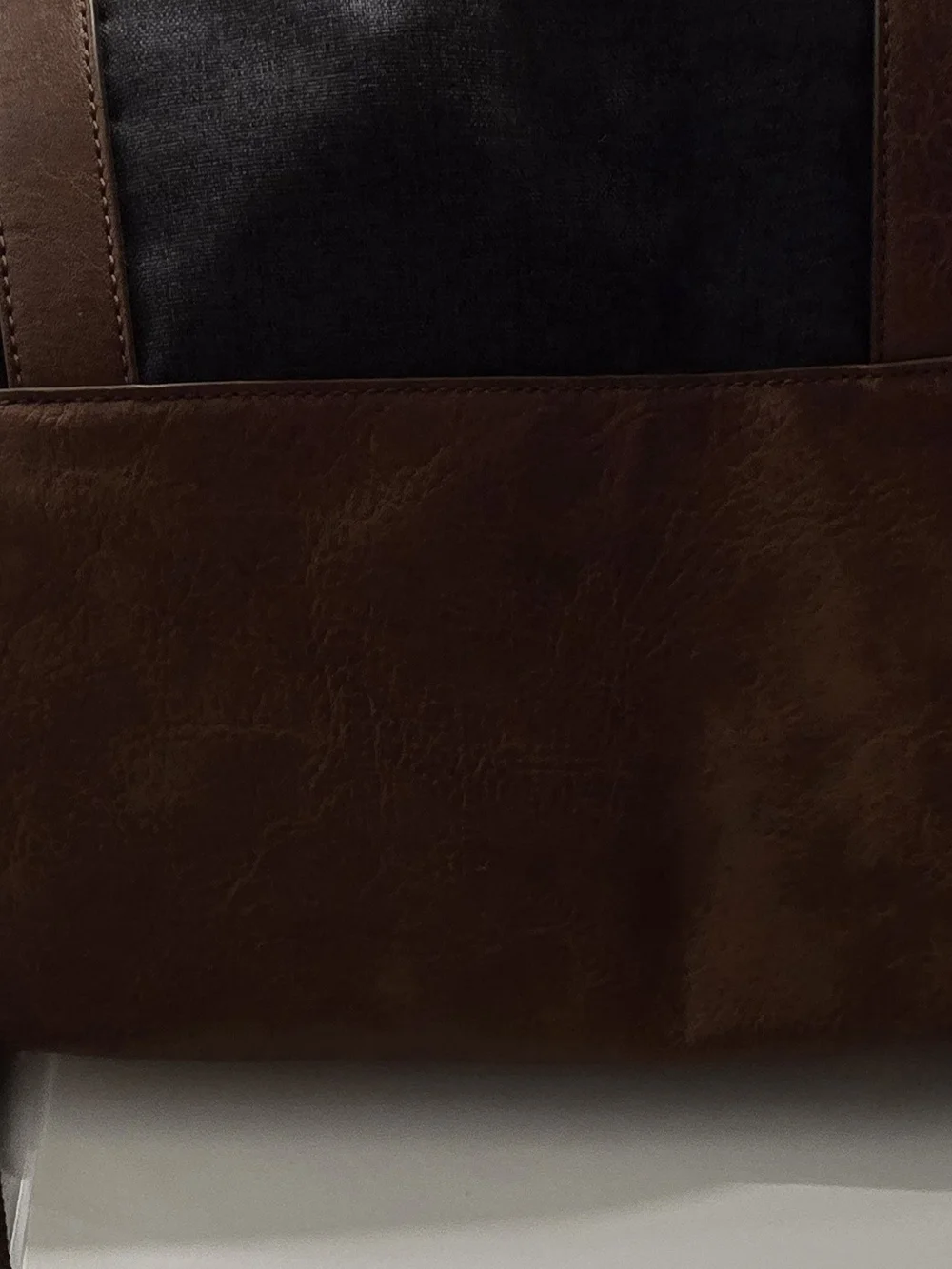 Fossil Men’s Denim Canvas & Brown Leather Duffle Bag
